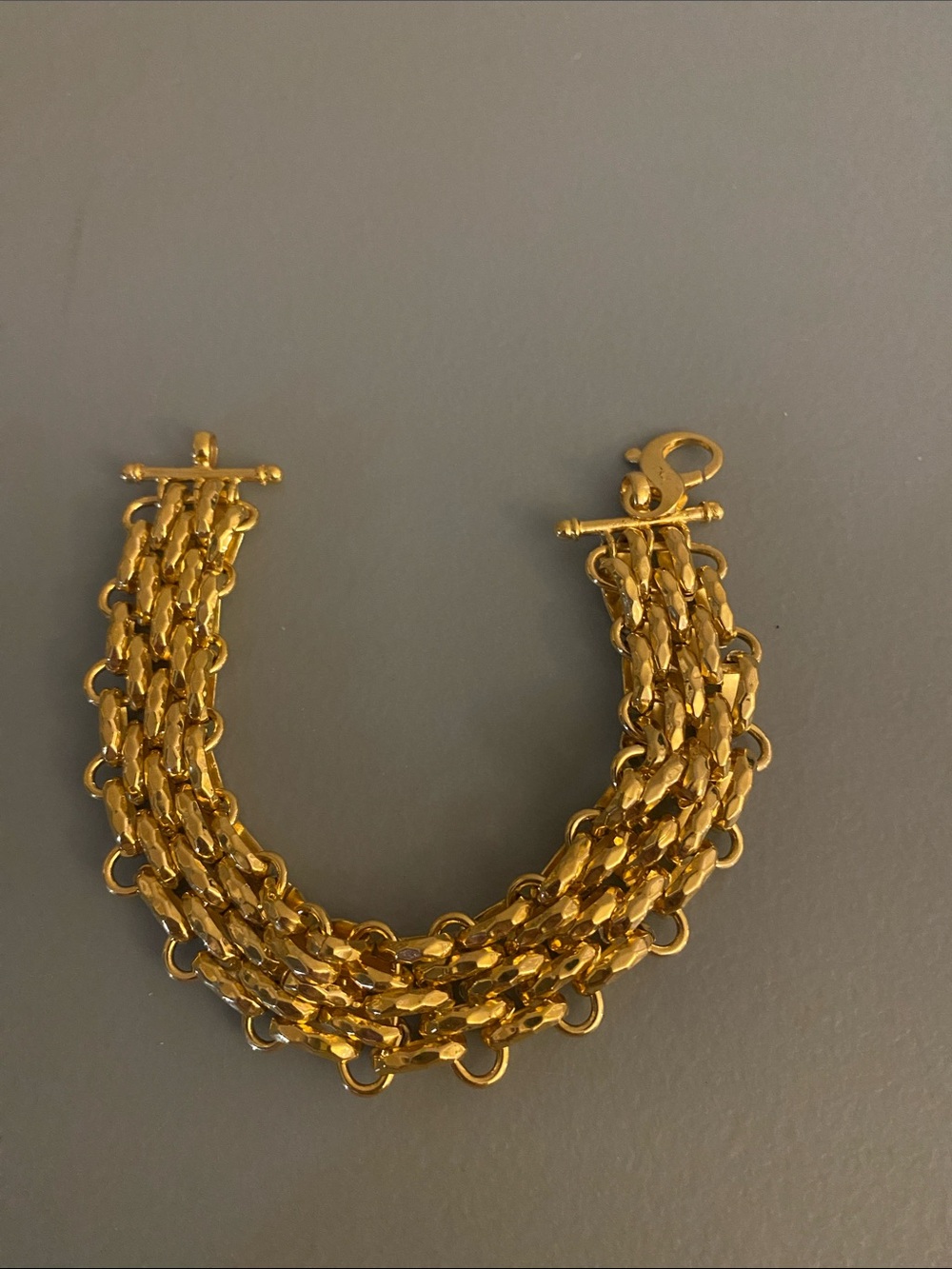 Gold Multi-Strand Chain Bracelet Stamped Italy